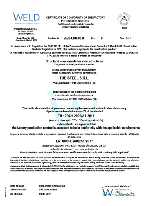Certificato WELD